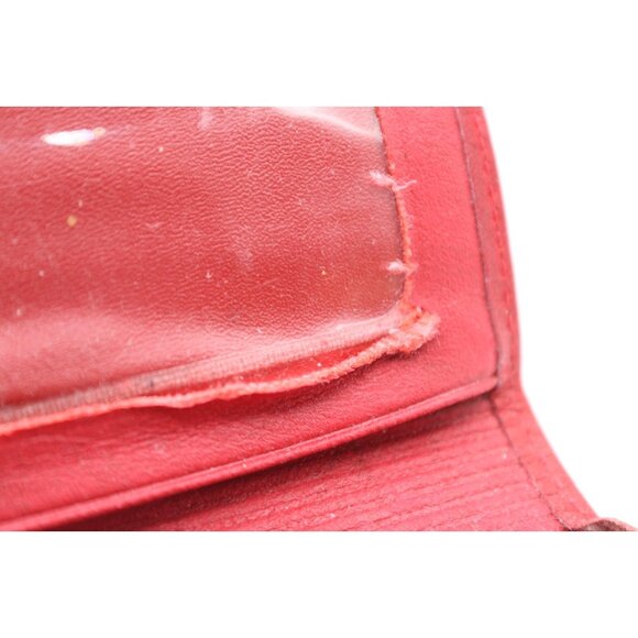 Buxton Red Leather Top Grain Cowhide Folding Wallet Coin Purse w/Keychain Vtg - Picture 9 of 12